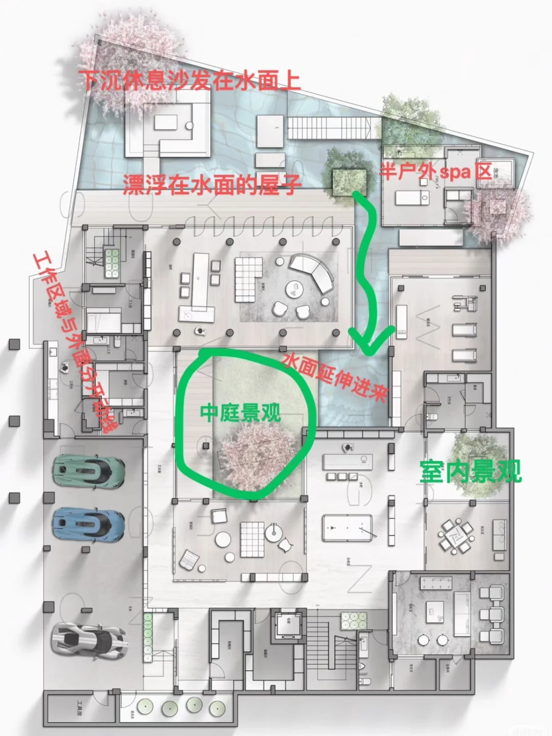 三层1500平别墅设计方案🏡小桥流水庭园别墅