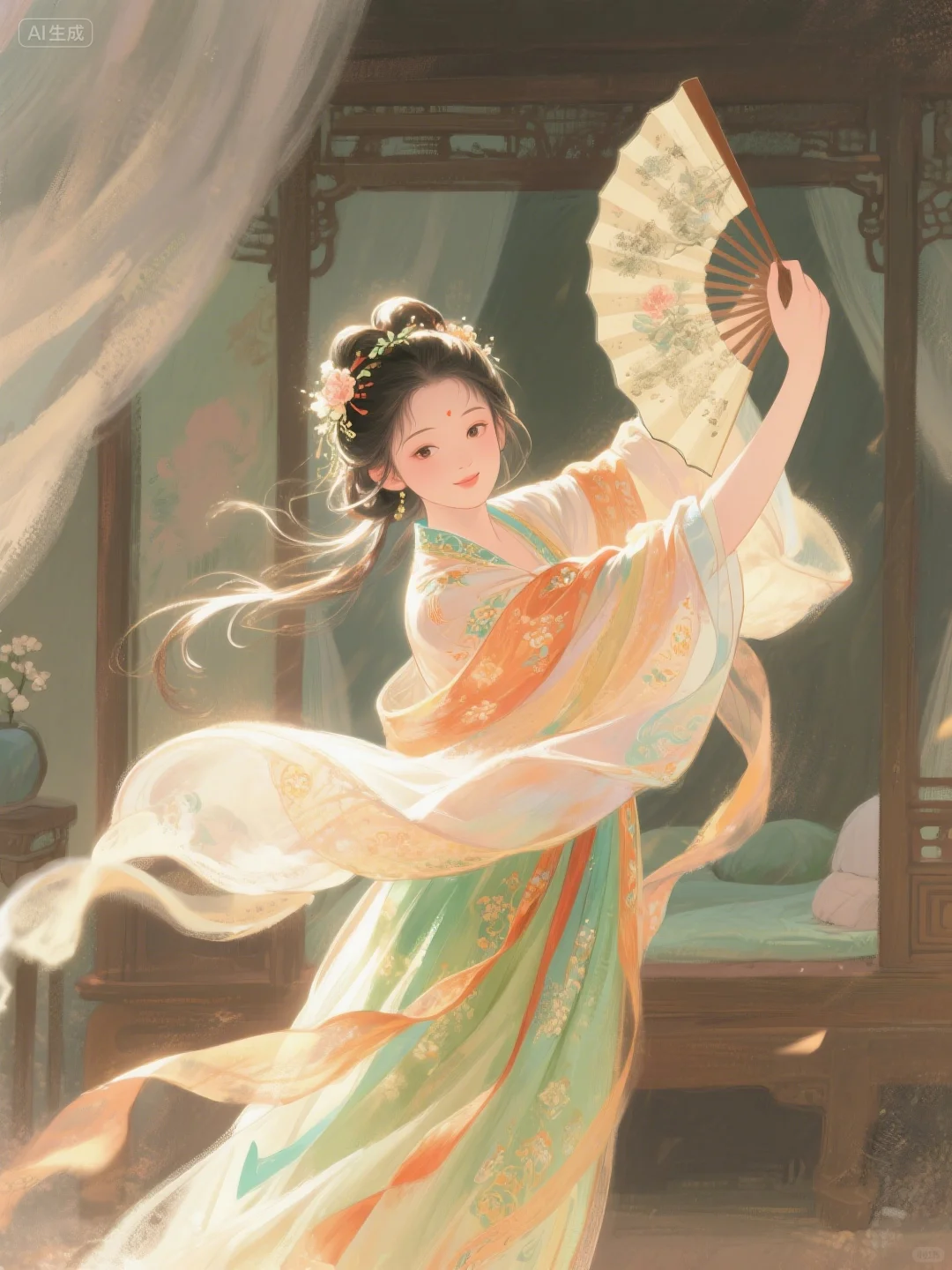 美人舞如莲花旋 ，世人有眼应未见