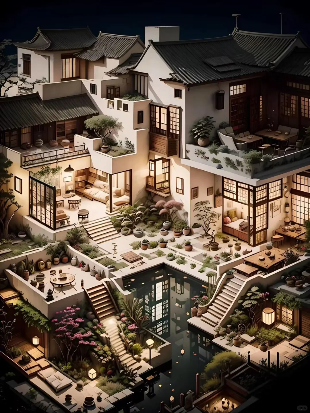 夜幕下的独栋豪宅，尽显奢华