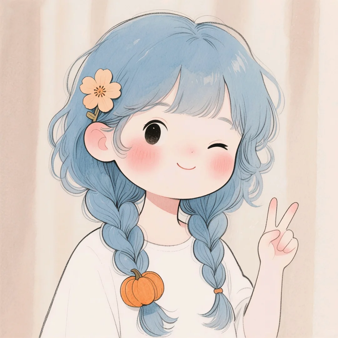 俏皮可爱的小女孩呀！💙🤍