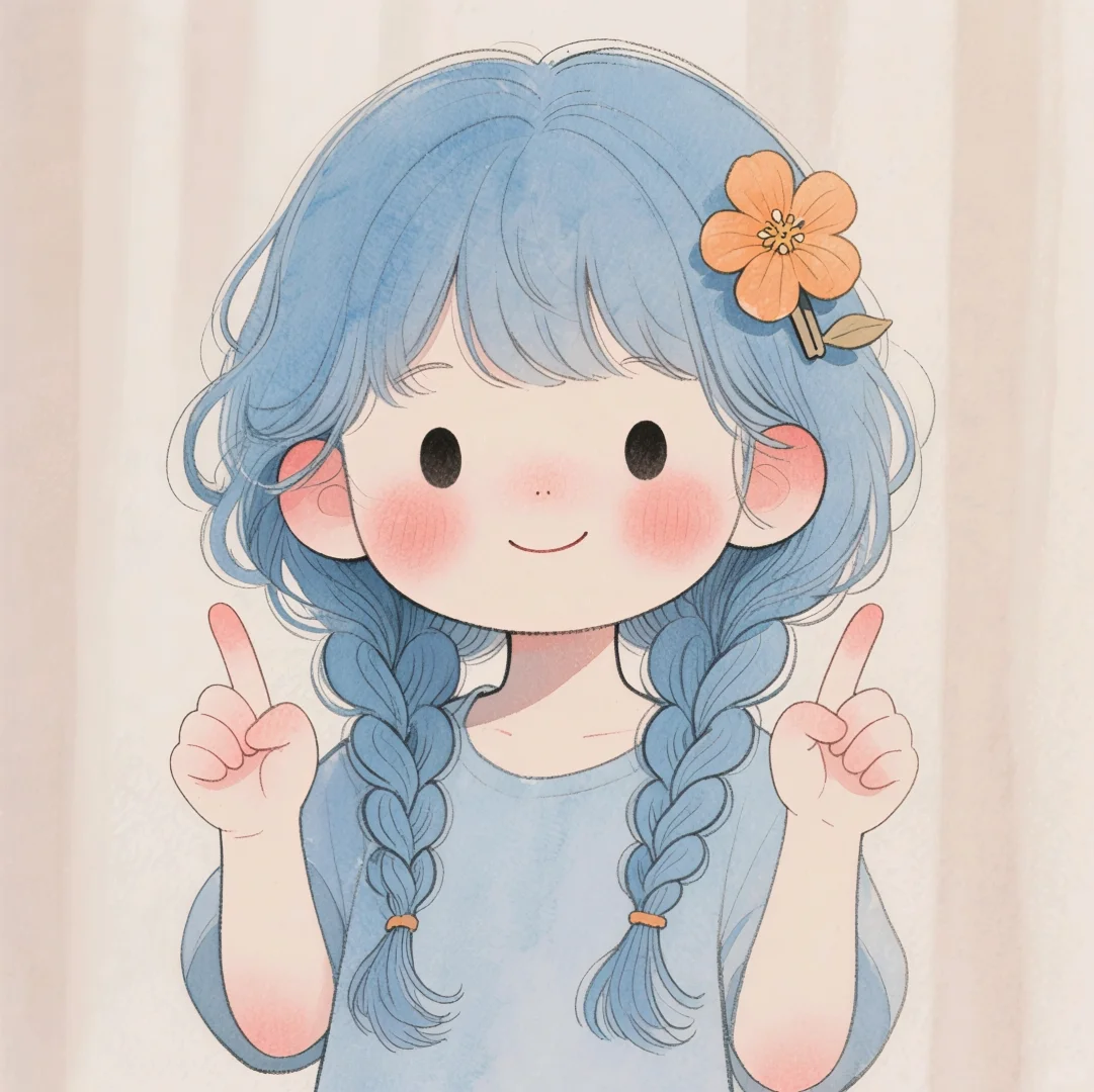 俏皮可爱的小女孩呀！💙🤍