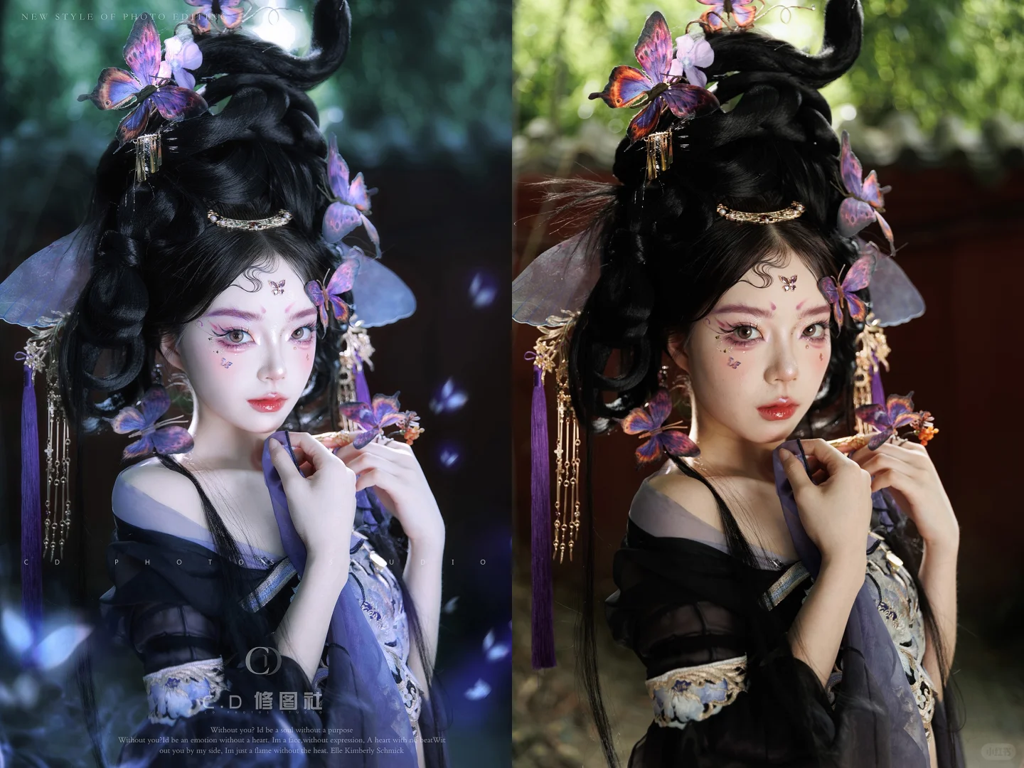 修图对比|妹妹说💜很有韵味