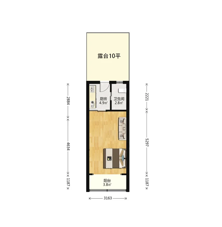 朋友竟然在新华路买到了32平带露台house