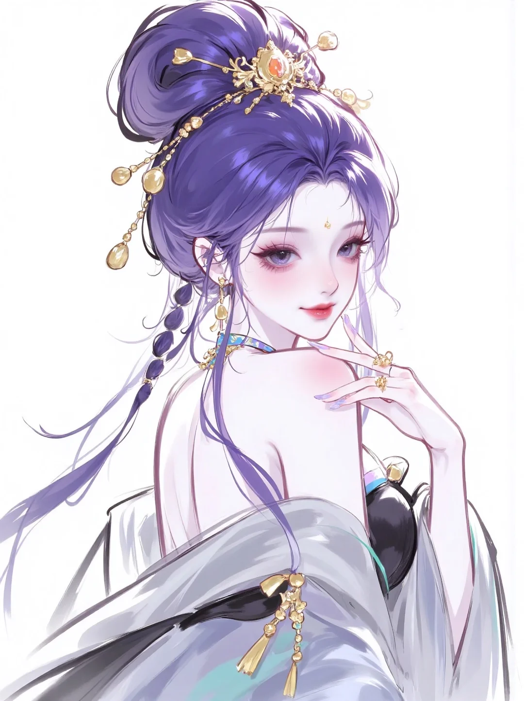 这一刻，东方美学的极致！✨紫发美人
