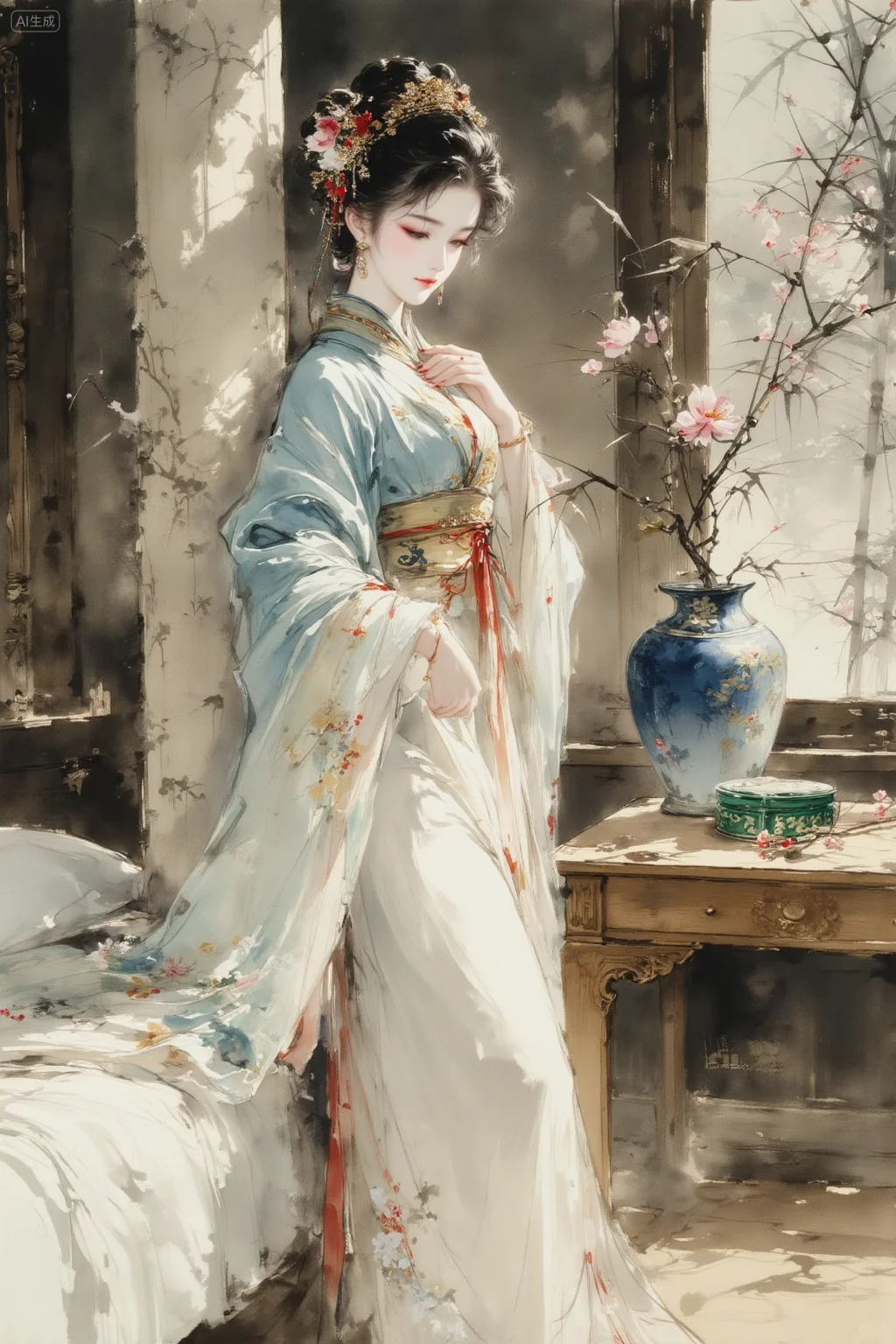 温润如玉的国画美人，太美了