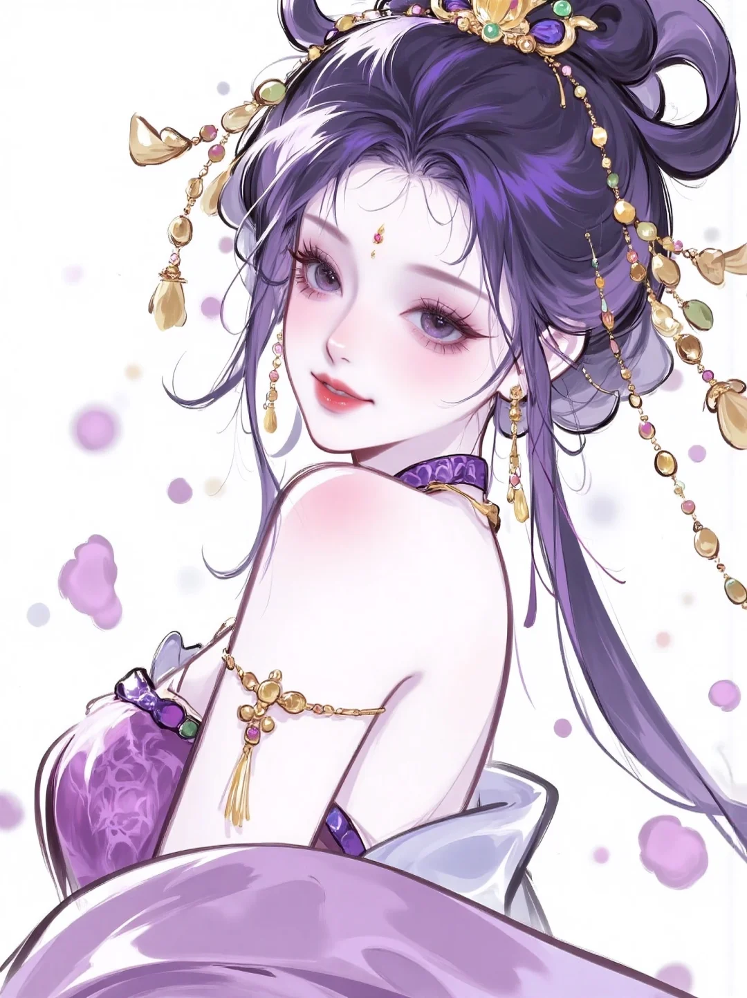 这一刻，东方美学的极致！✨紫发美人