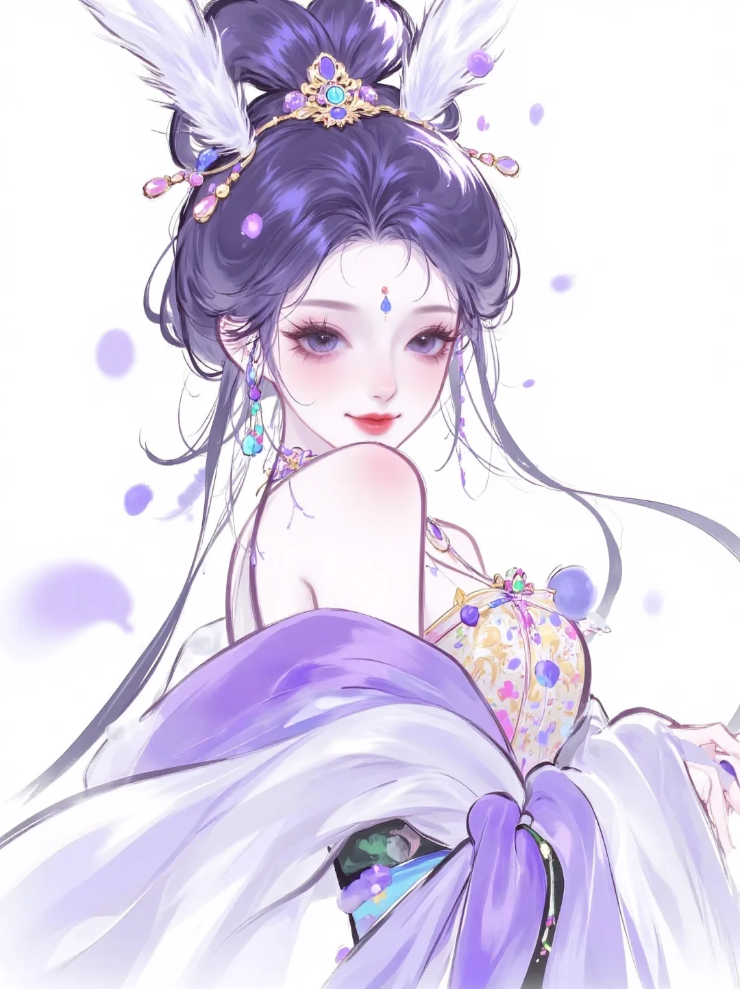 这一刻，东方美学的极致！✨紫发美人