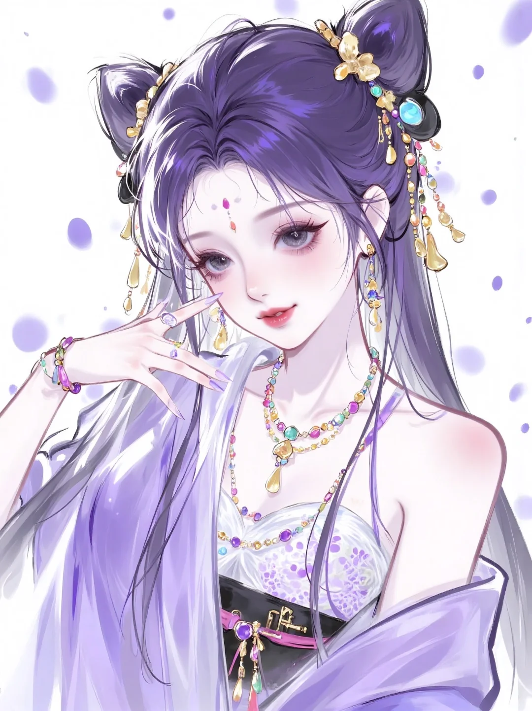 这一刻，东方美学的极致！✨紫发美人