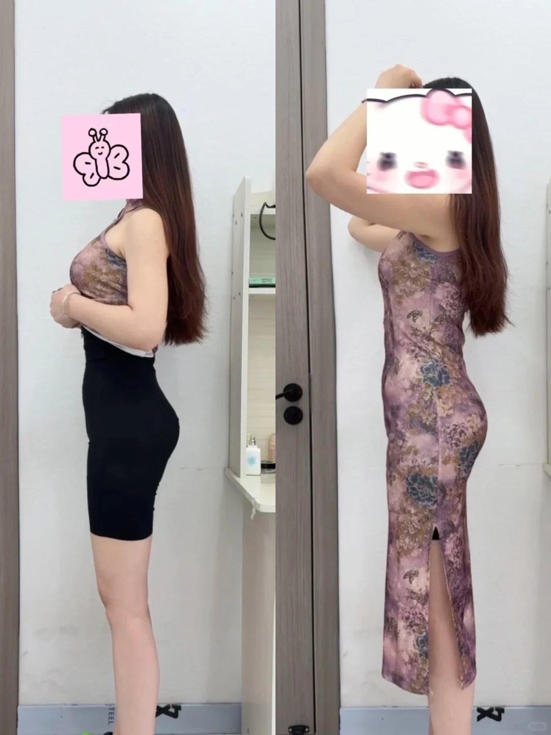 电梯一抬头真有精致土内味了，穿旗袍好内个