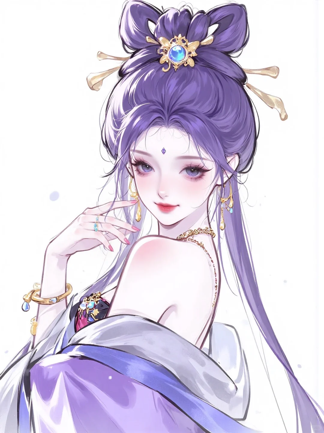 这一刻，东方美学的极致！✨紫发美人