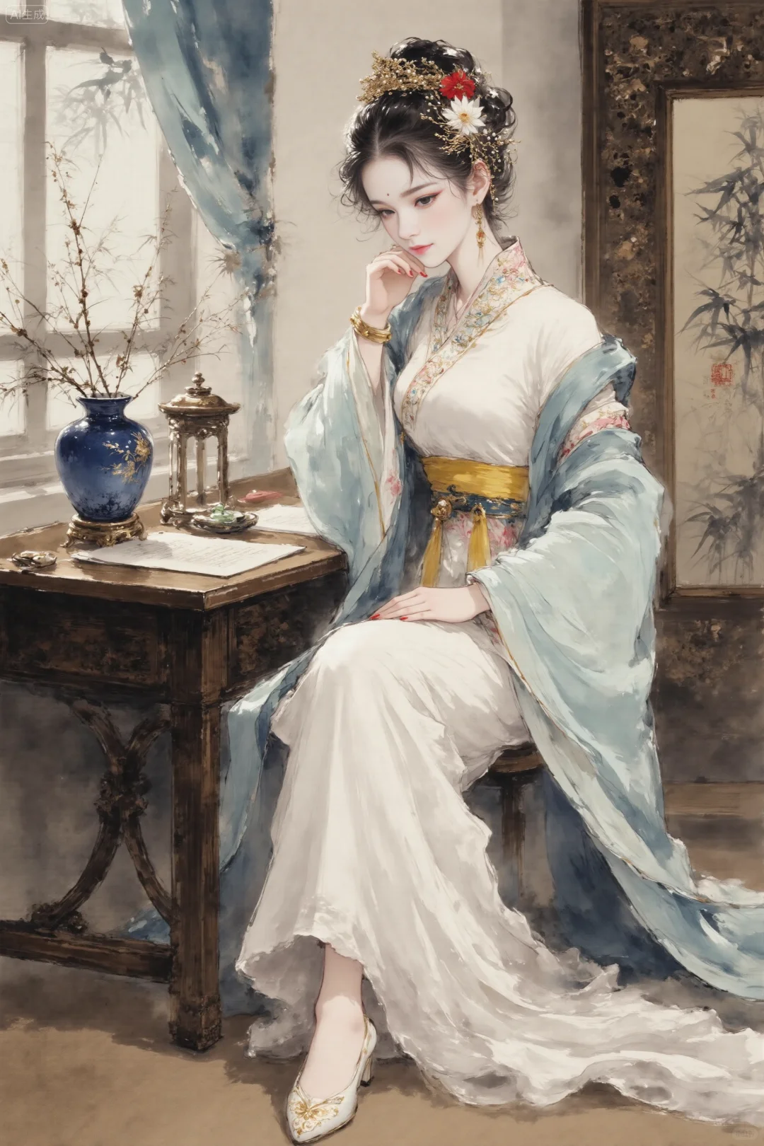 温润如玉的国画美人，太美了