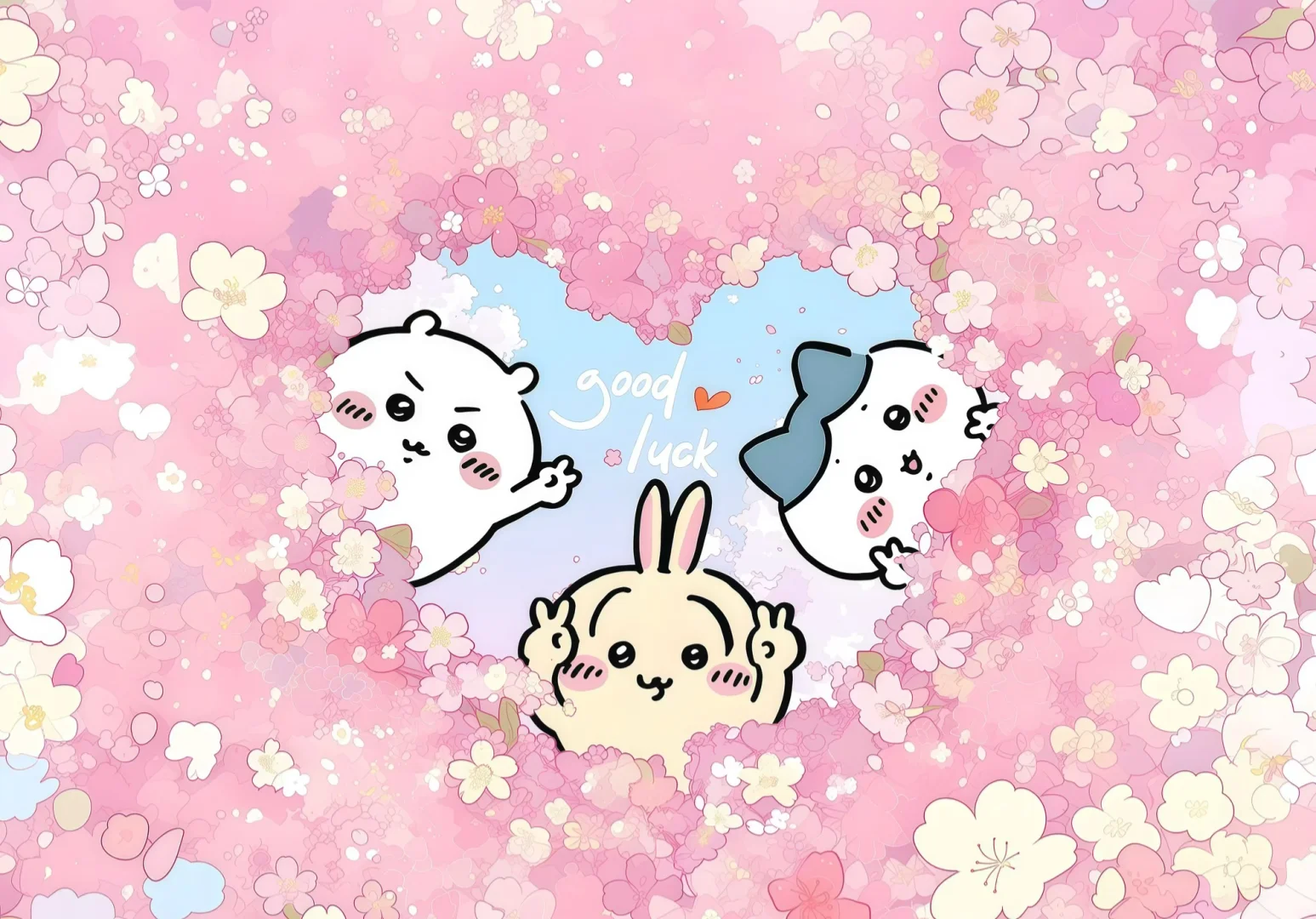 Chiikawa樱花系列壁纸