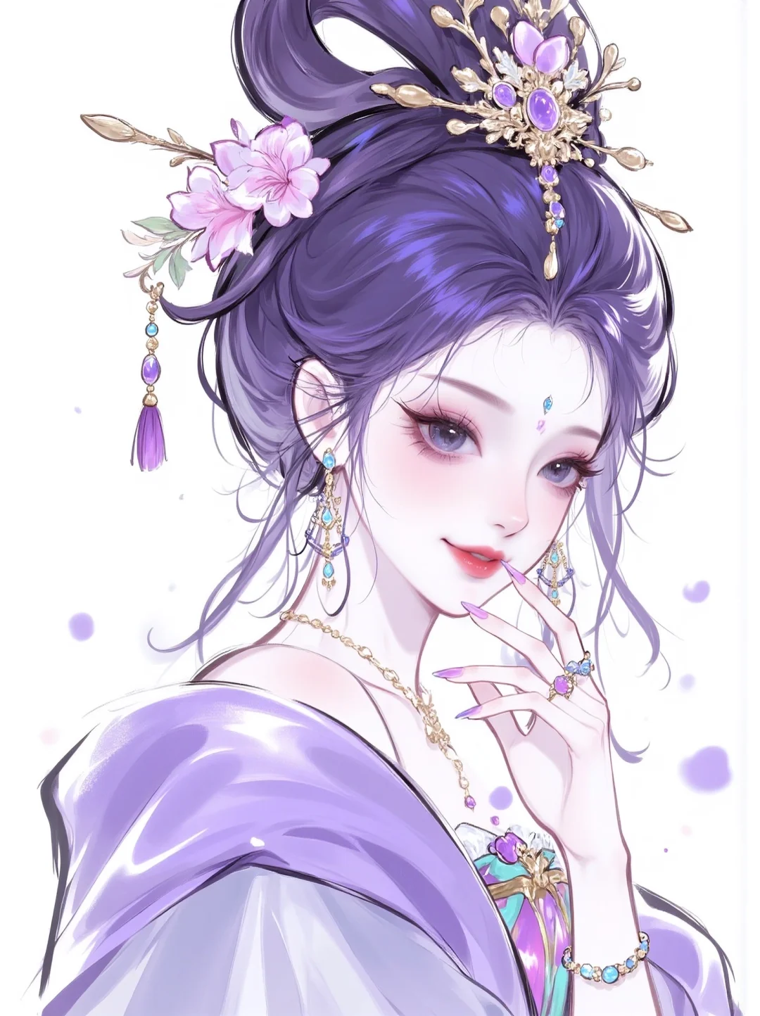 这一刻，东方美学的极致！✨紫发美人
