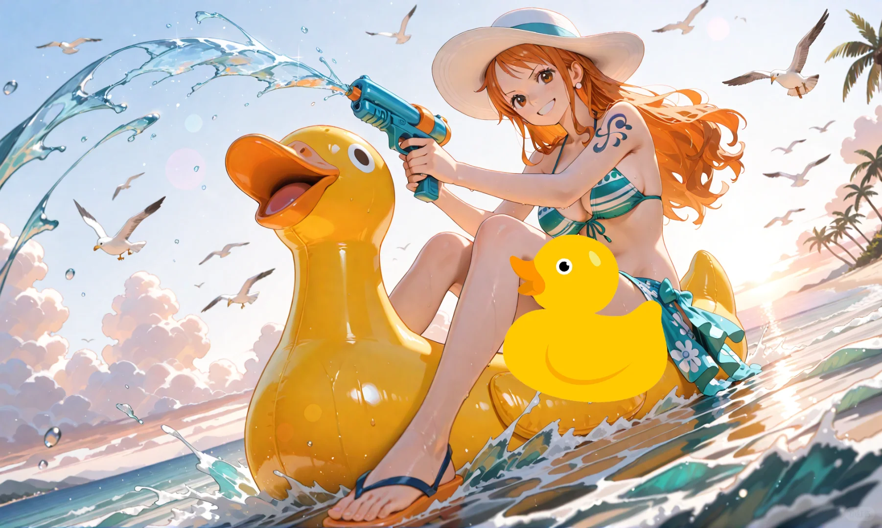 海贼王泳装小黄鸭