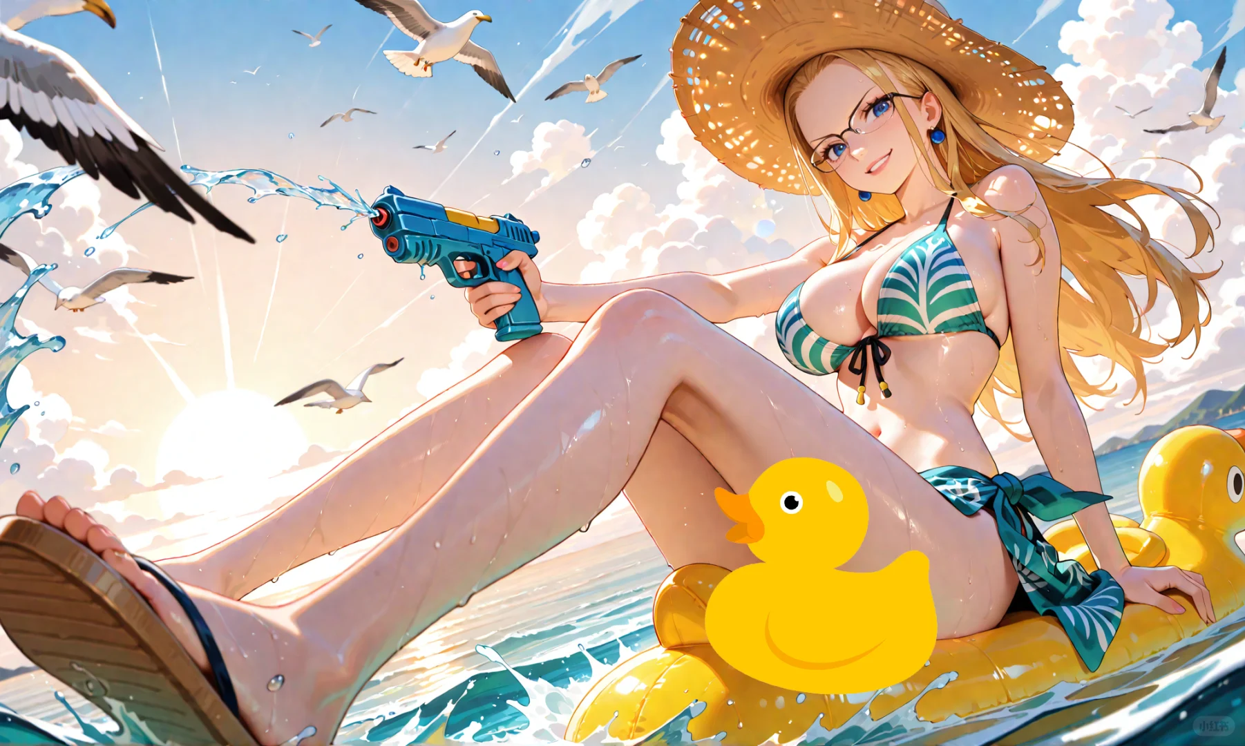 海贼王泳装小黄鸭