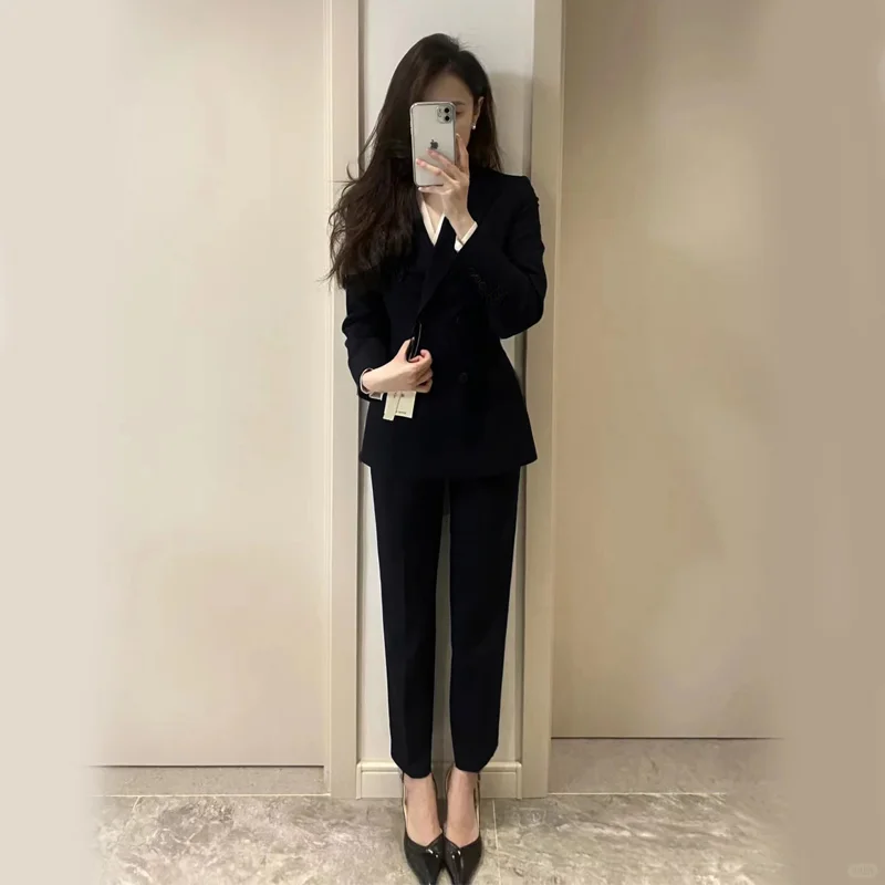 👔春秋女神范💼灰色职业西装套装