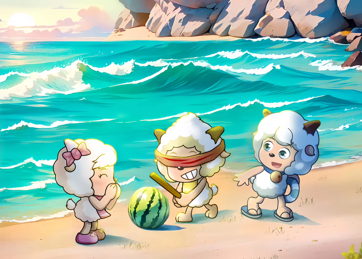 《喜羊羊与灰太狼》夏日壁纸🍉