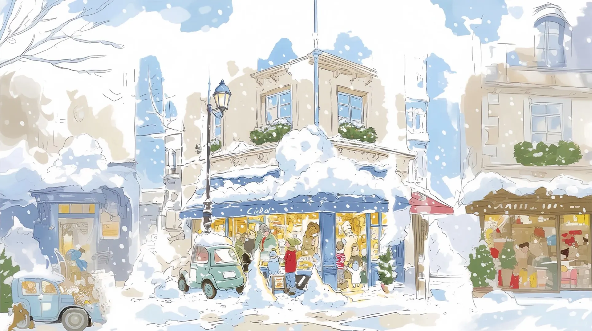 ❄️冬日街角呀｜电脑壁纸||冬日街角，偶遇