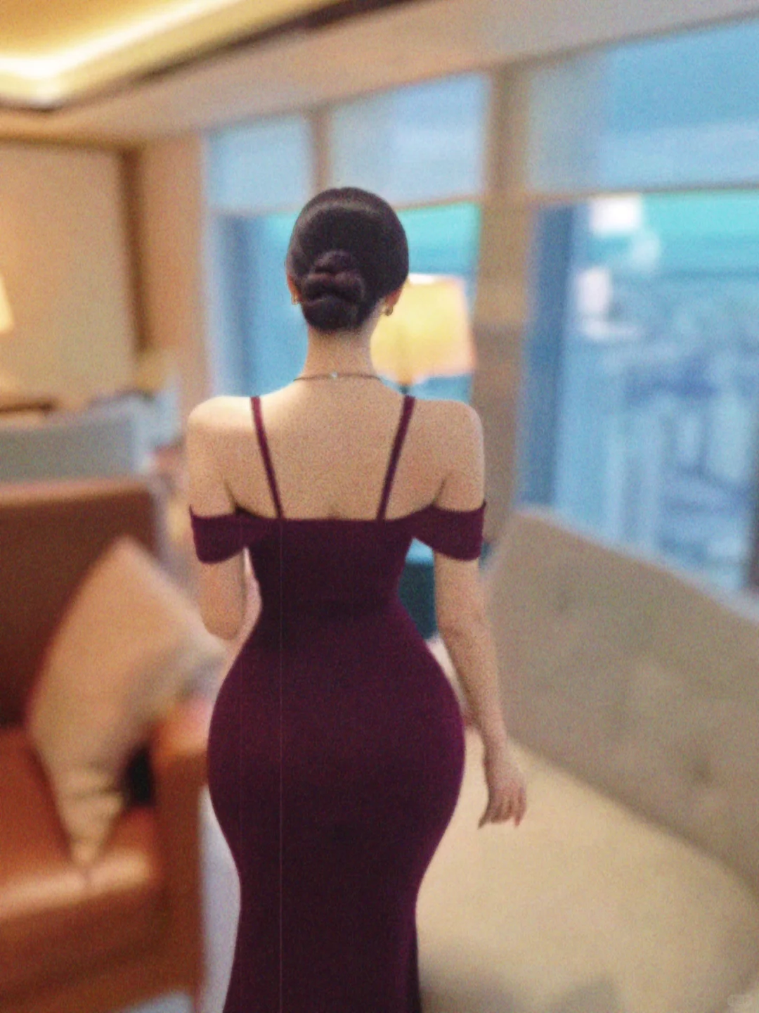 酒红色礼服