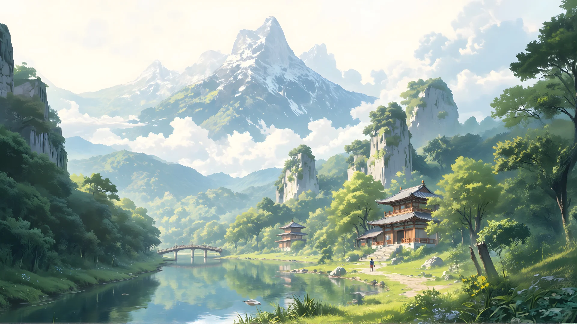 电脑壁纸 08 宁静的村庄夜晚