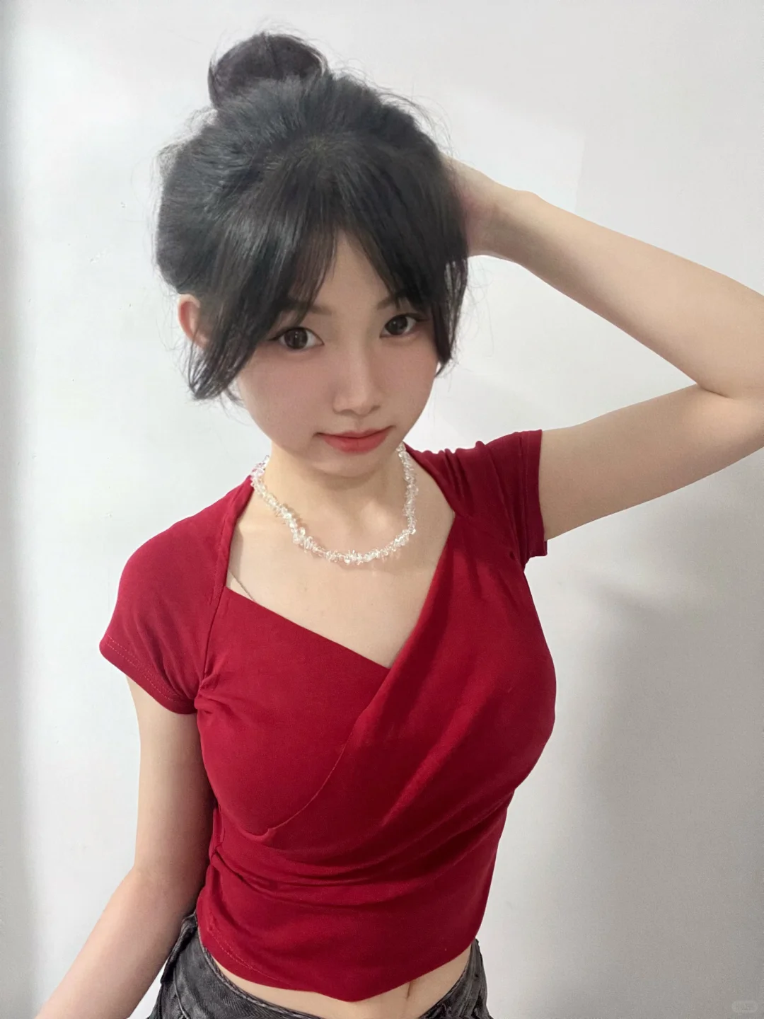安利一个超显白显瘦修身上衣红短袖T恤