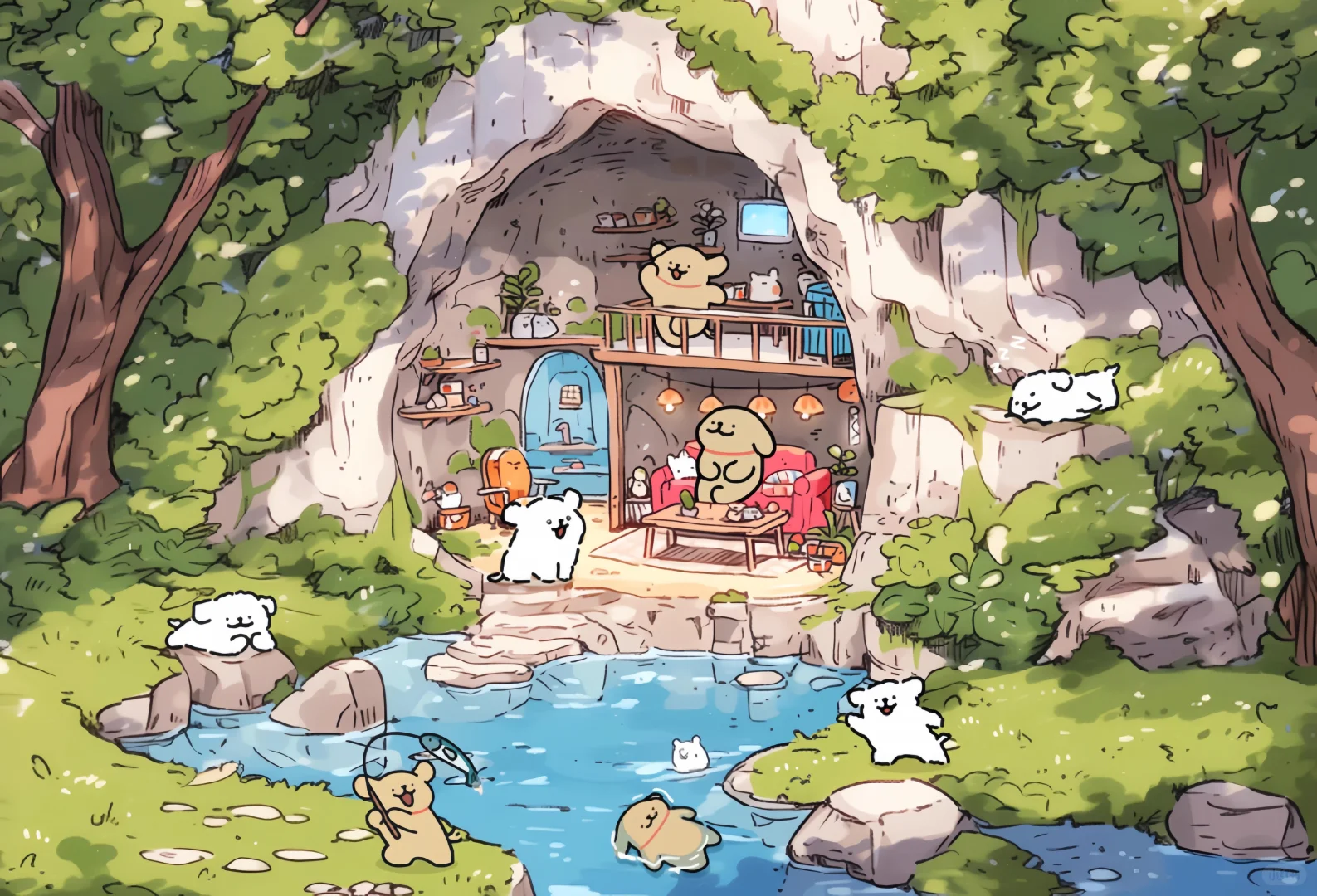 ipad套图：人 你要和我一起去山洞露营嘛⛺️