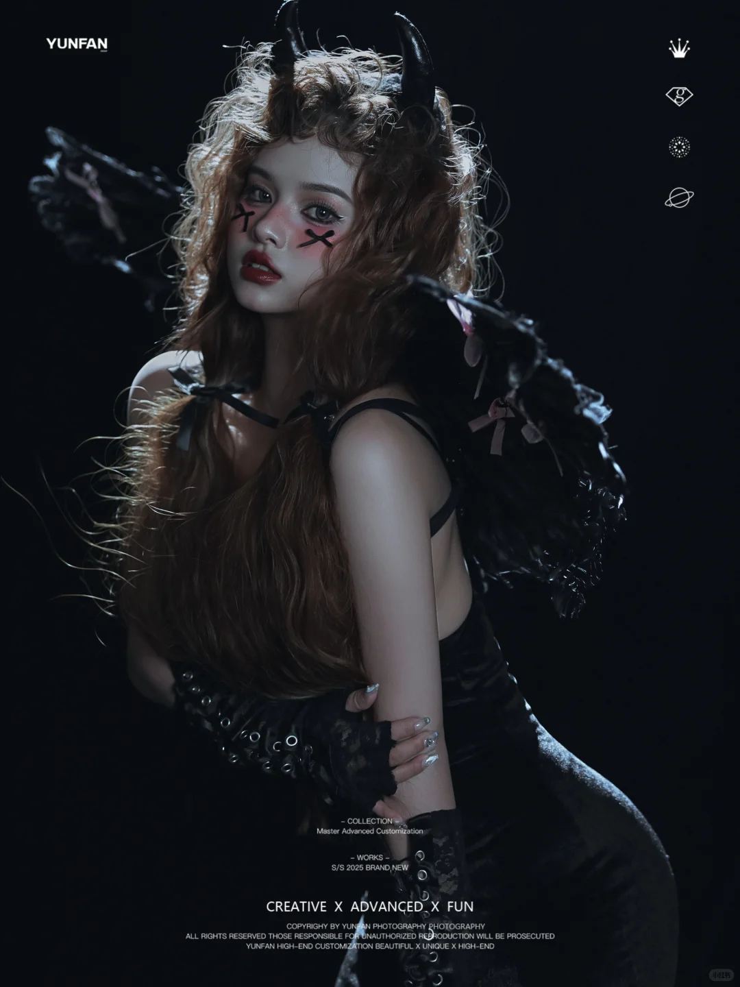 🦇暗黑系写真｜黑羽映烛火，魅惑恶魔生