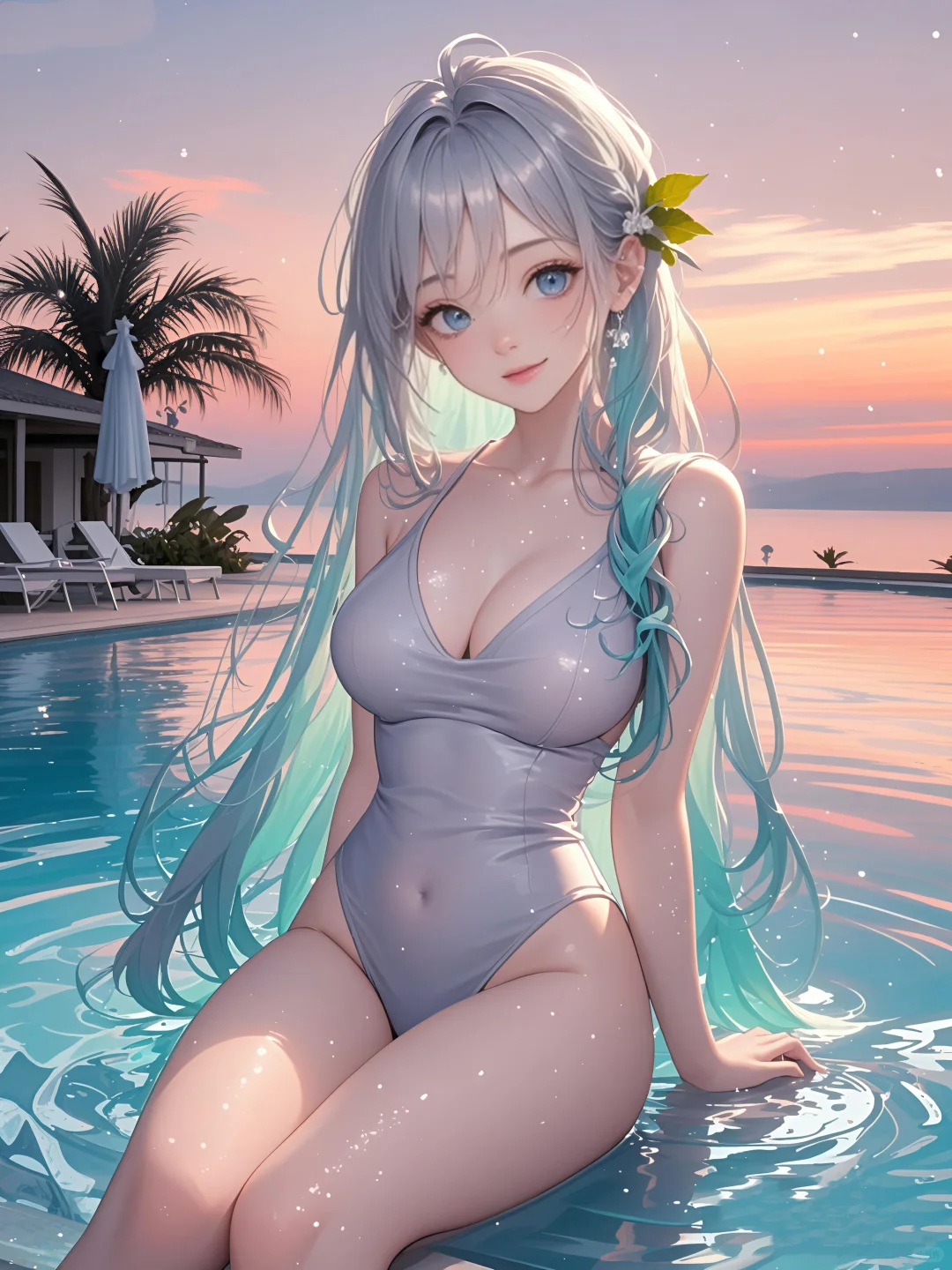 泳池边的少女/二次元少女