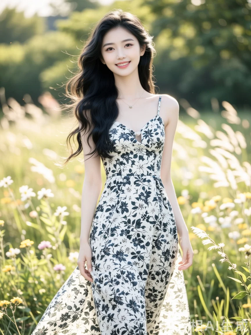 长发美女，衣袂飘飘