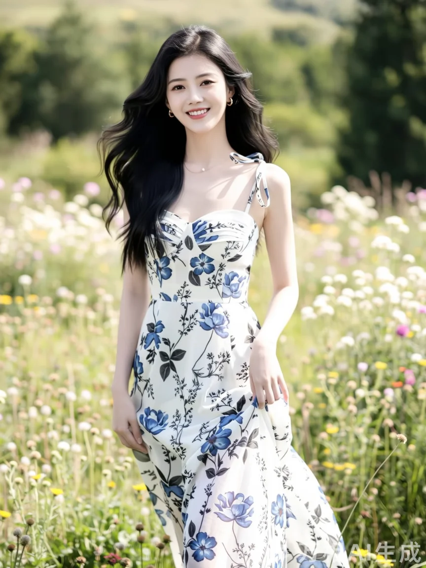 长发美女，衣袂飘飘