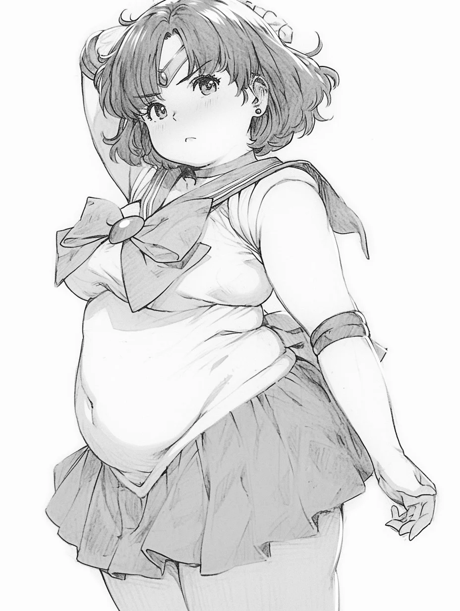 美少女壮士·水野亚美 手绘线稿［咒语］