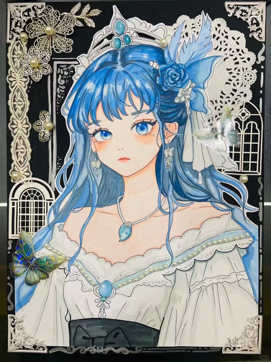 动漫女孩装饰画，洛可可，宫廷风，半身像