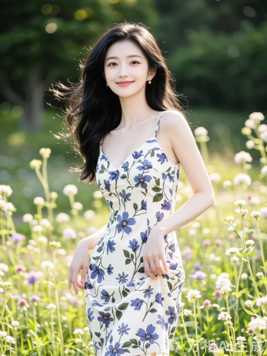 长发美女，衣袂飘飘
