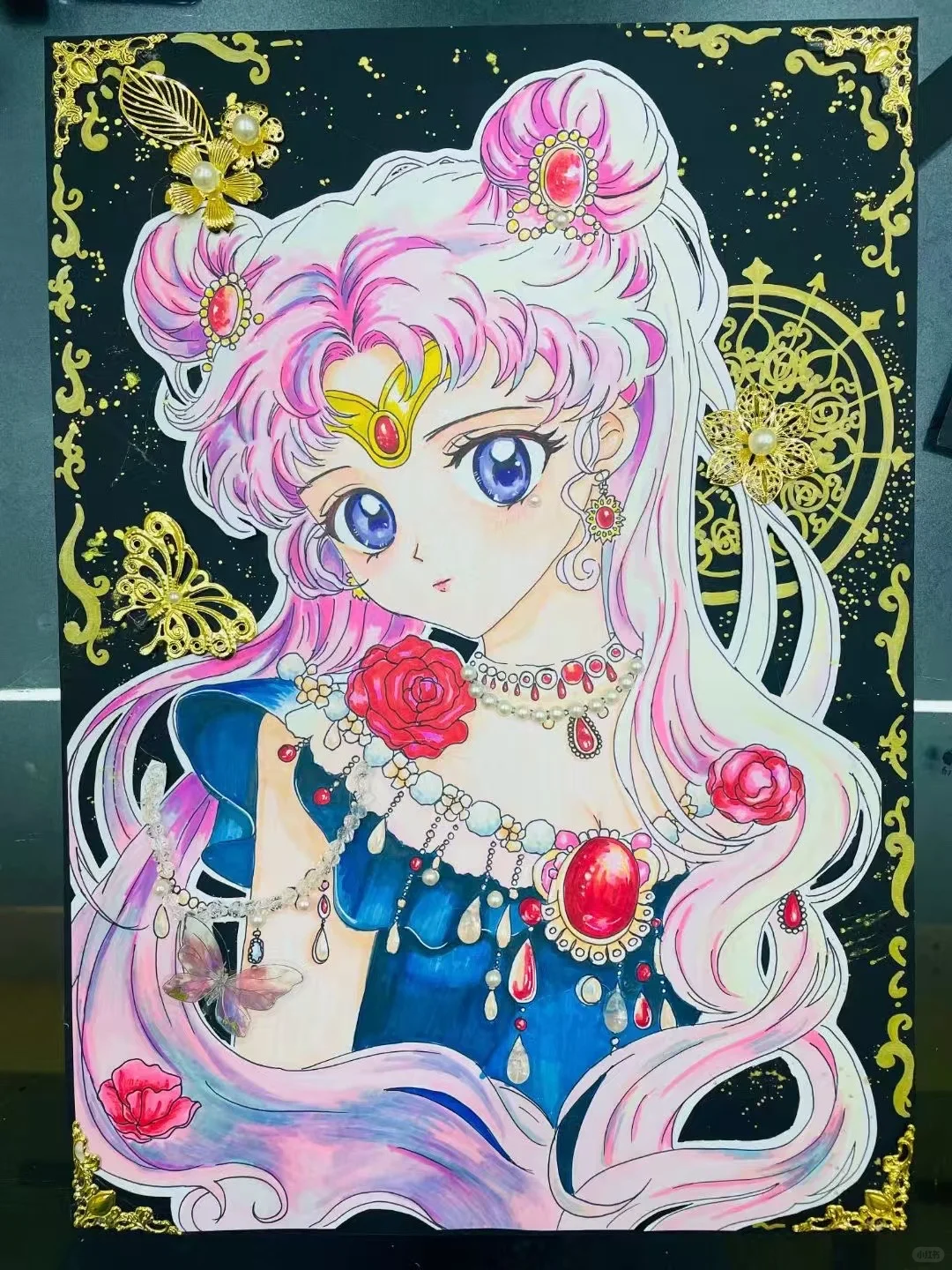 动漫女孩装饰画，洛可可，宫廷风，半身像