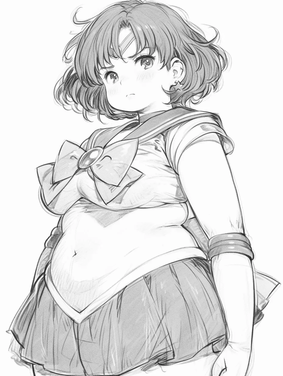 美少女壮士·水野亚美 手绘线稿［咒语］
