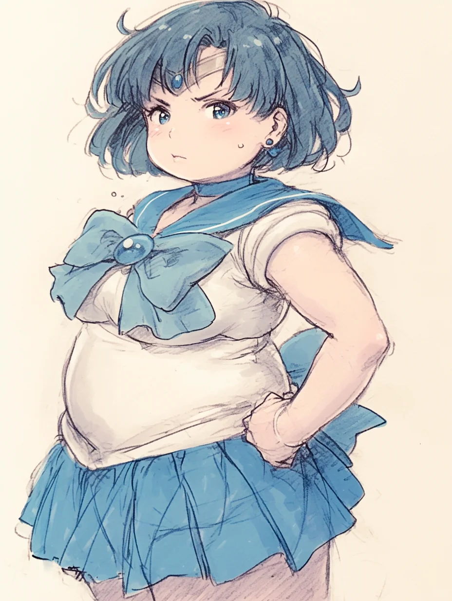 美少女壮士·水野亚美 手绘线稿［咒语］