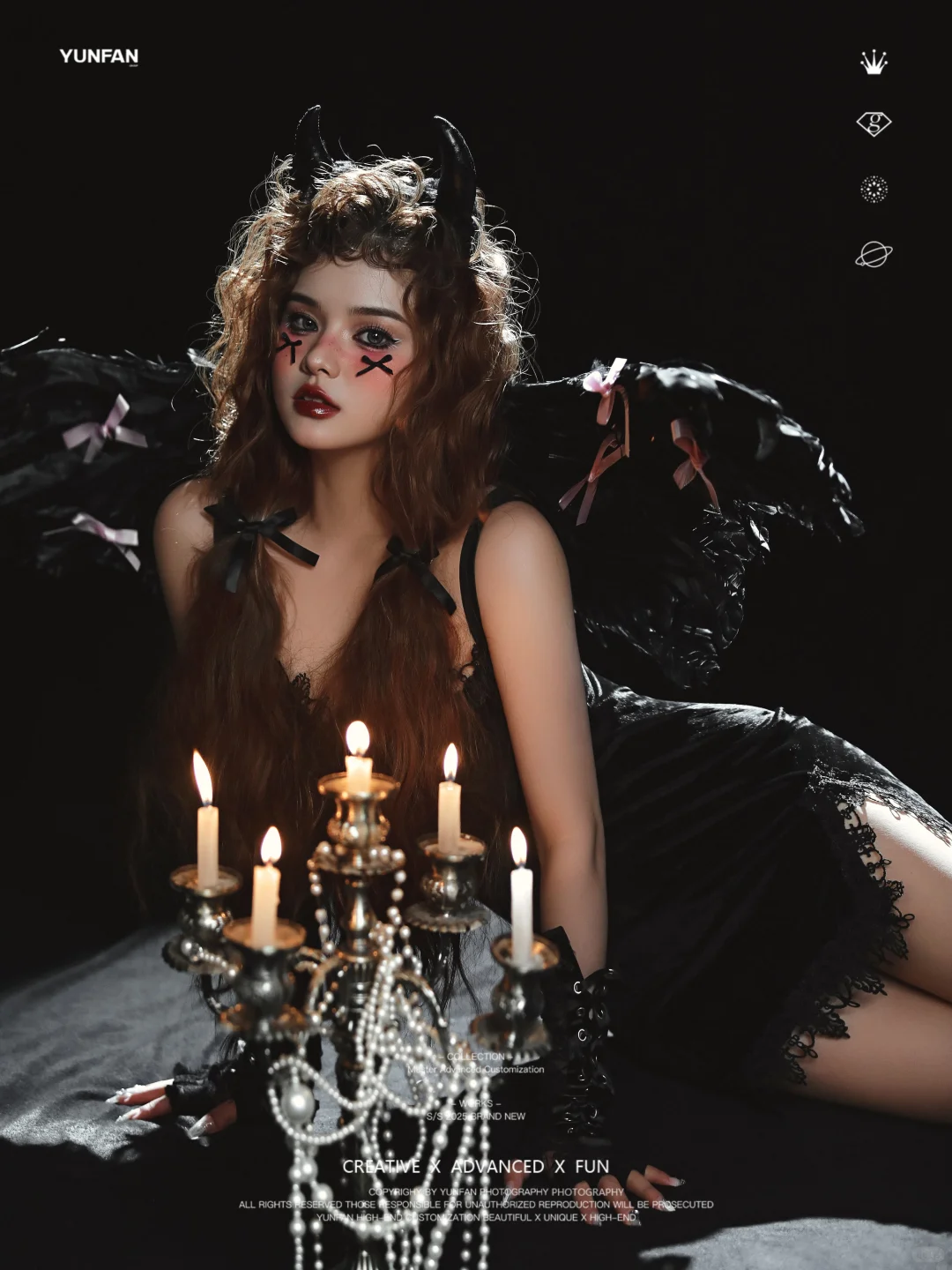 🦇暗黑系写真｜黑羽映烛火，魅惑恶魔生