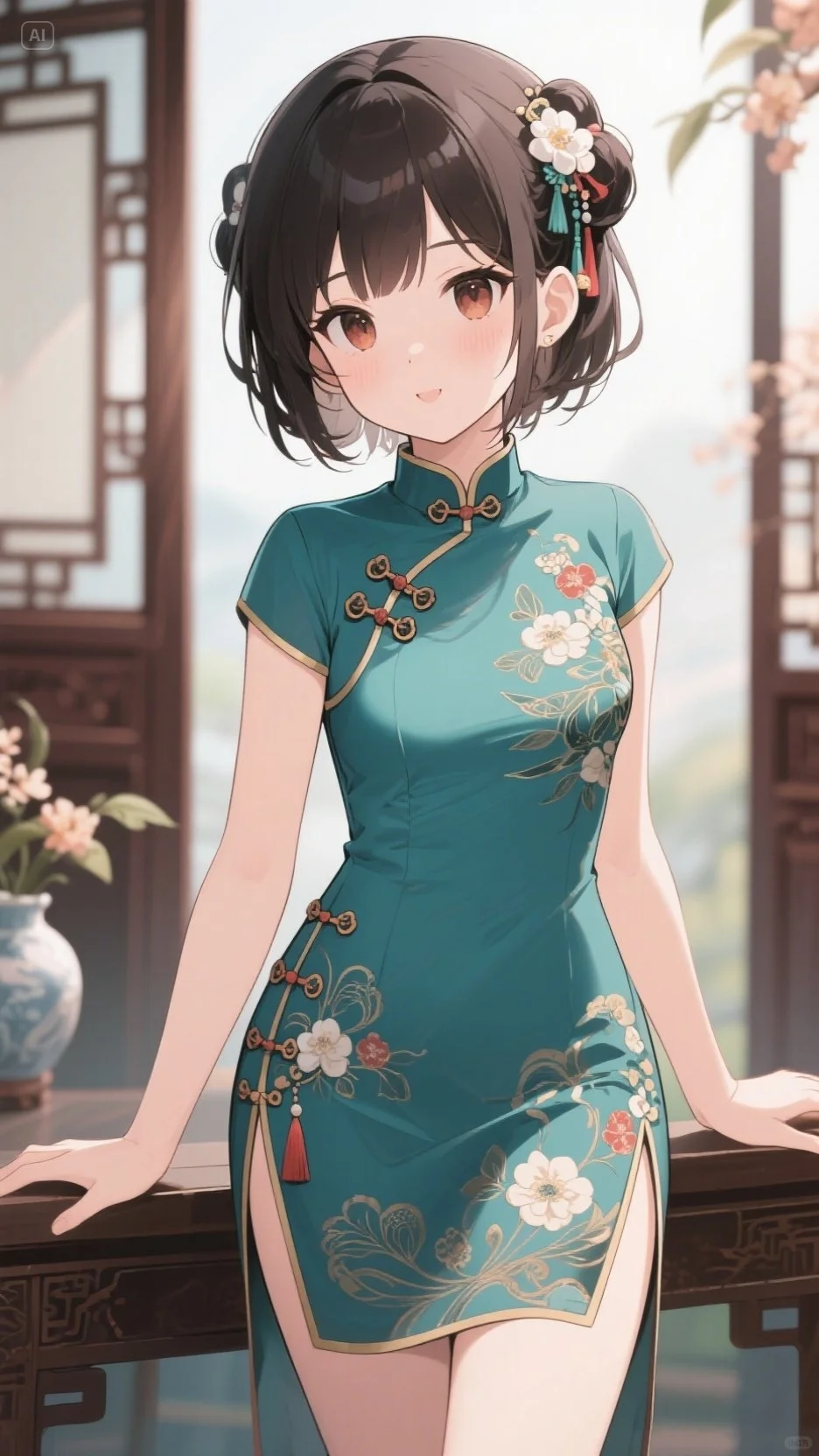 二次元古风旗袍少女