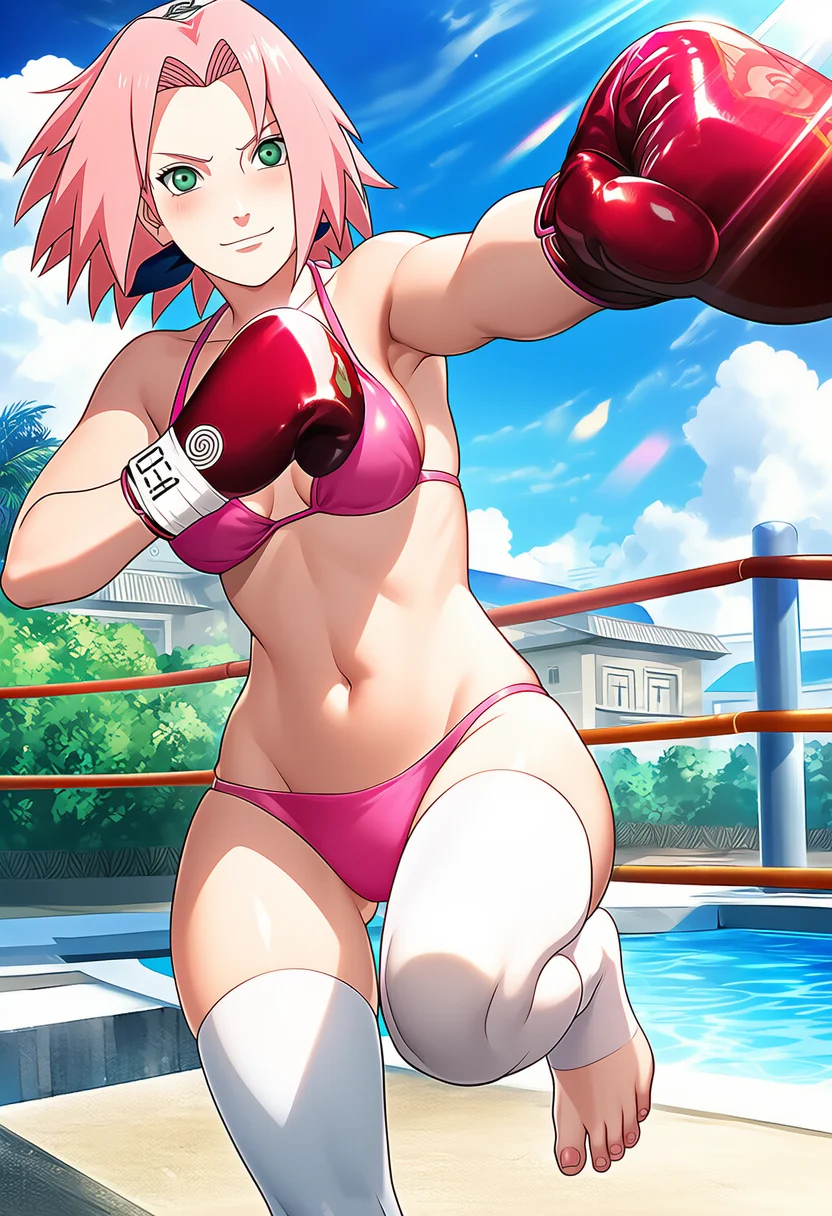 🌸春野樱拳击辣妹风！火影粉狂喜穿搭！