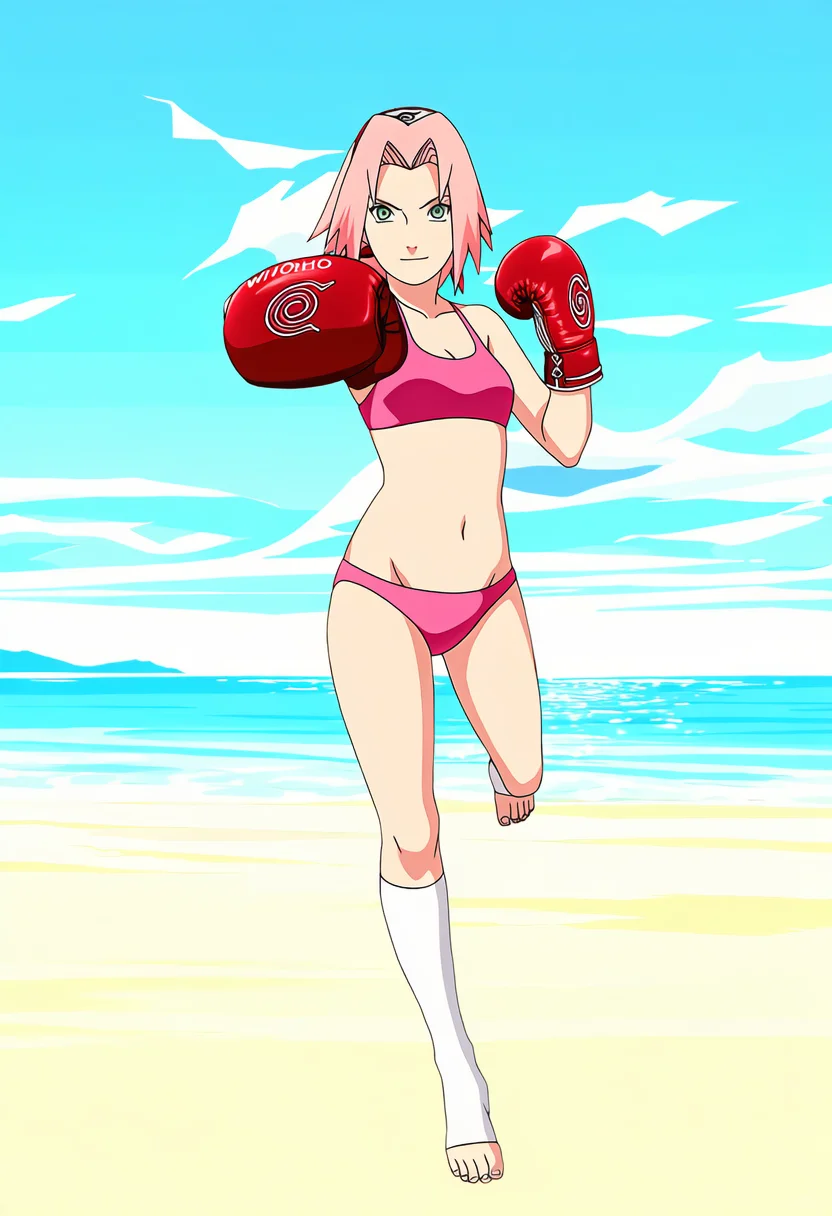 🌸春野樱拳击辣妹风！火影粉狂喜穿搭！