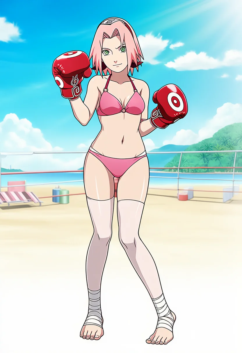 🌸春野樱拳击辣妹风！火影粉狂喜穿搭！