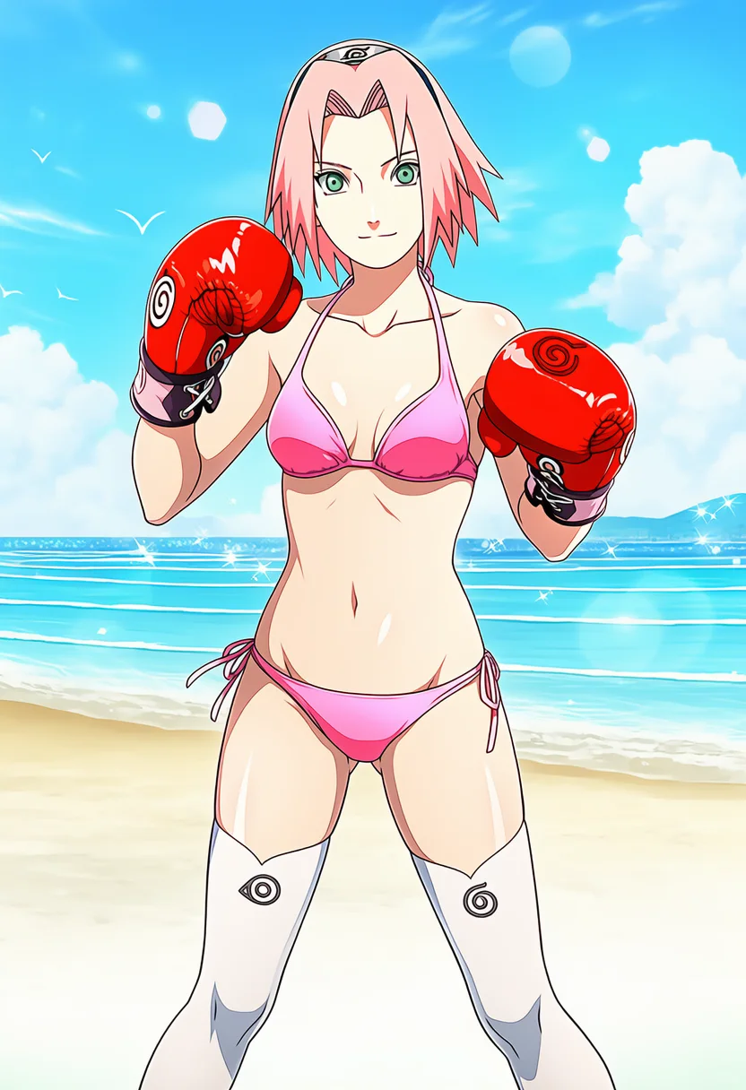 🌸春野樱拳击辣妹风！火影粉狂喜穿搭！