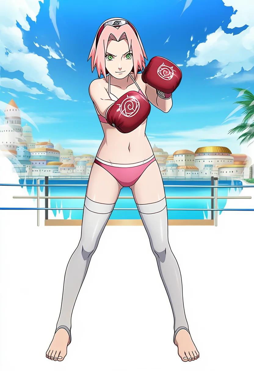 🌸春野樱拳击辣妹风！火影粉狂喜穿搭！