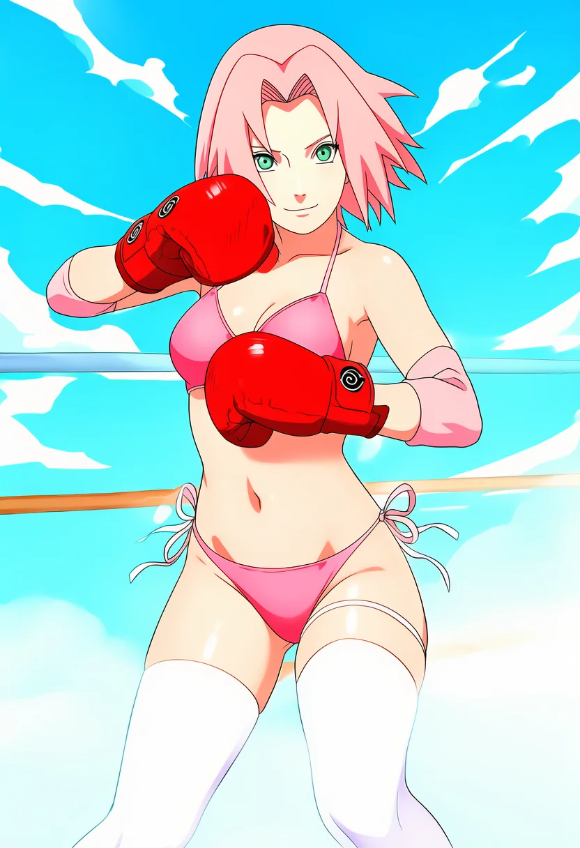 🌸春野樱拳击辣妹风！火影粉狂喜穿搭！