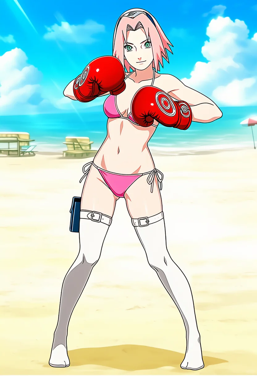 🌸春野樱拳击辣妹风！火影粉狂喜穿搭！