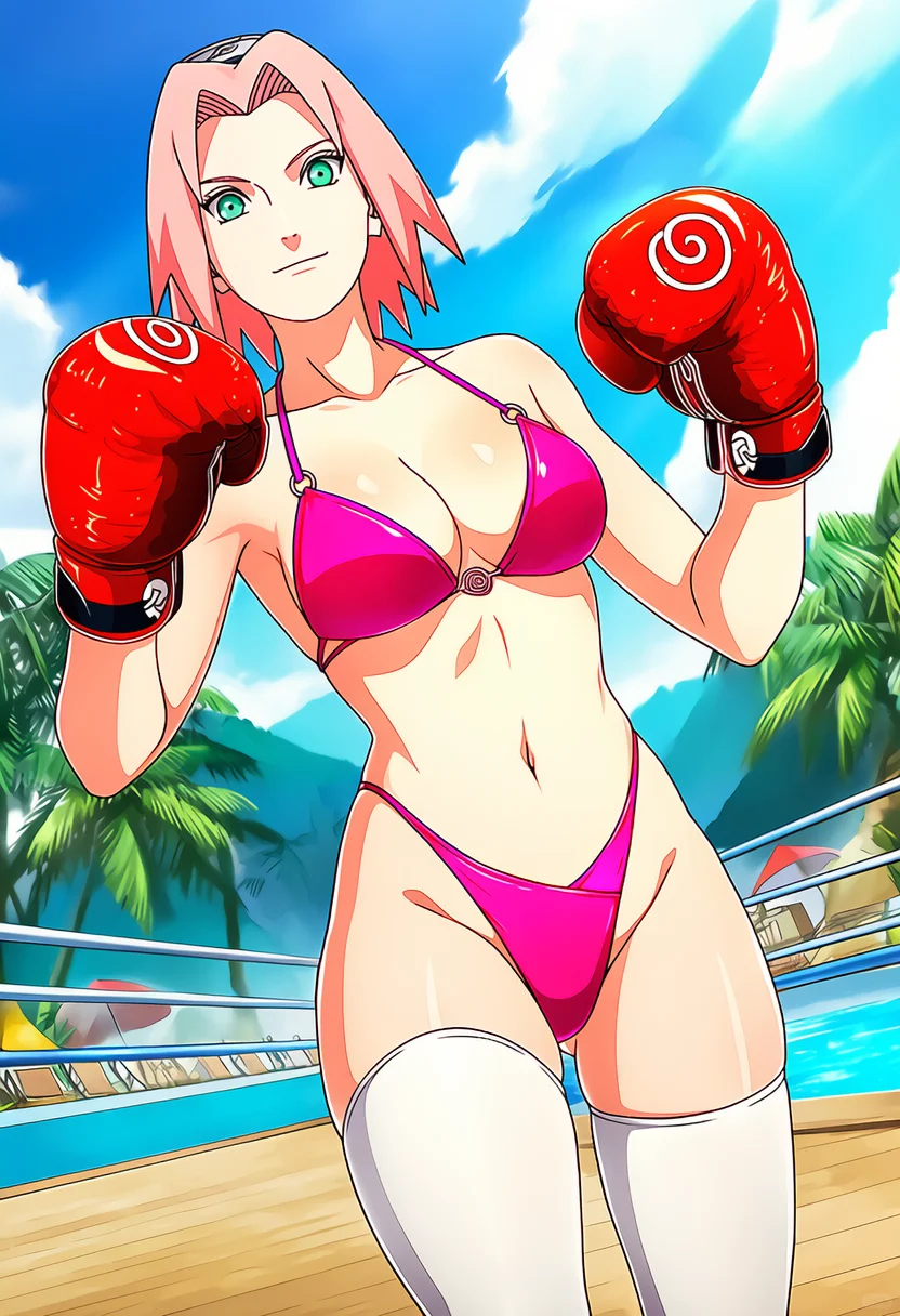 🌸春野樱拳击辣妹风！火影粉狂喜穿搭！