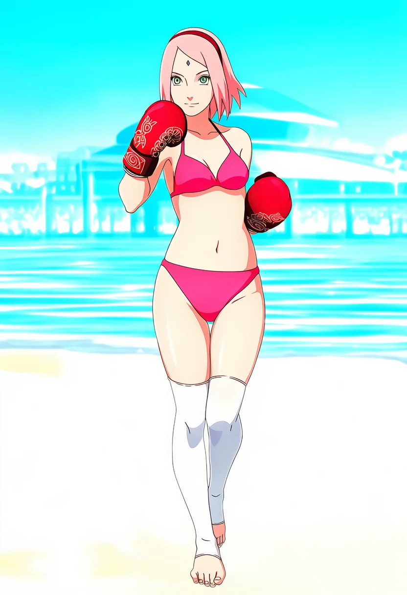 🌸春野樱拳击辣妹风！火影粉狂喜穿搭！