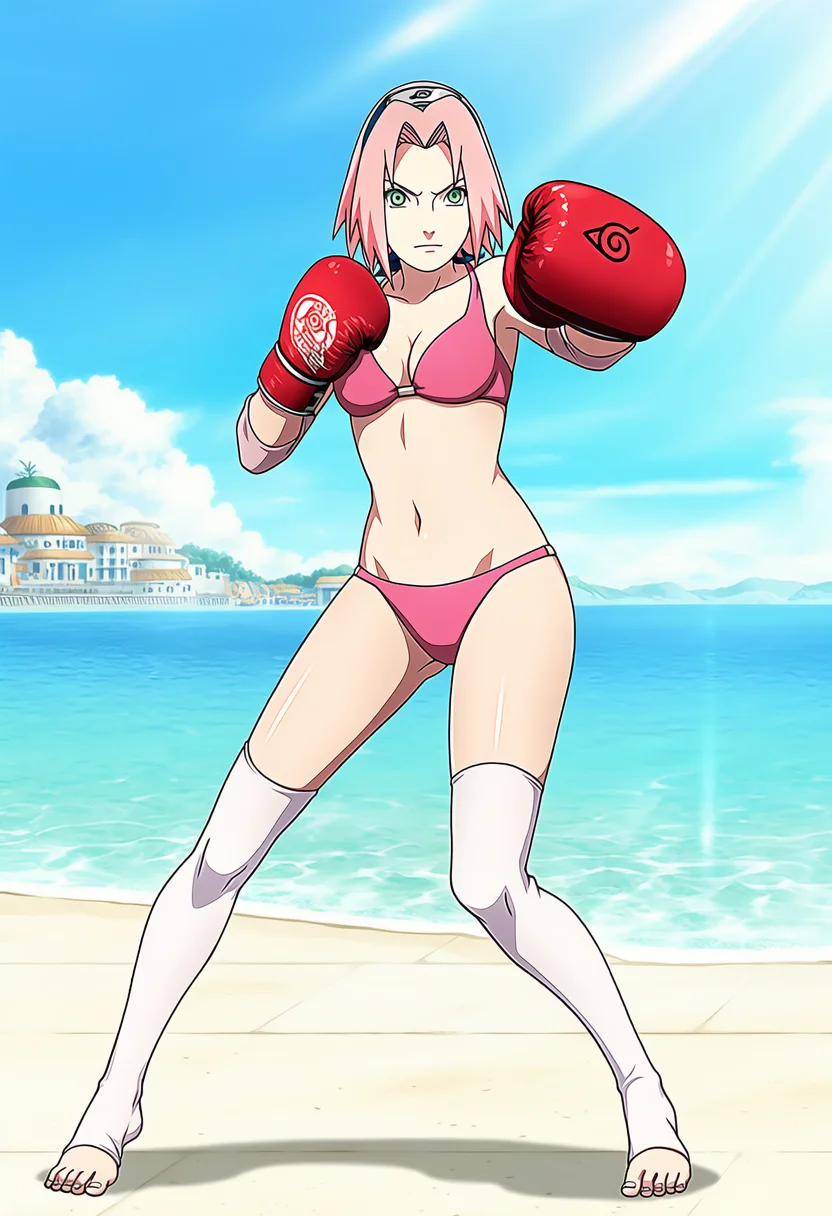 🌸春野樱拳击辣妹风！火影粉狂喜穿搭！