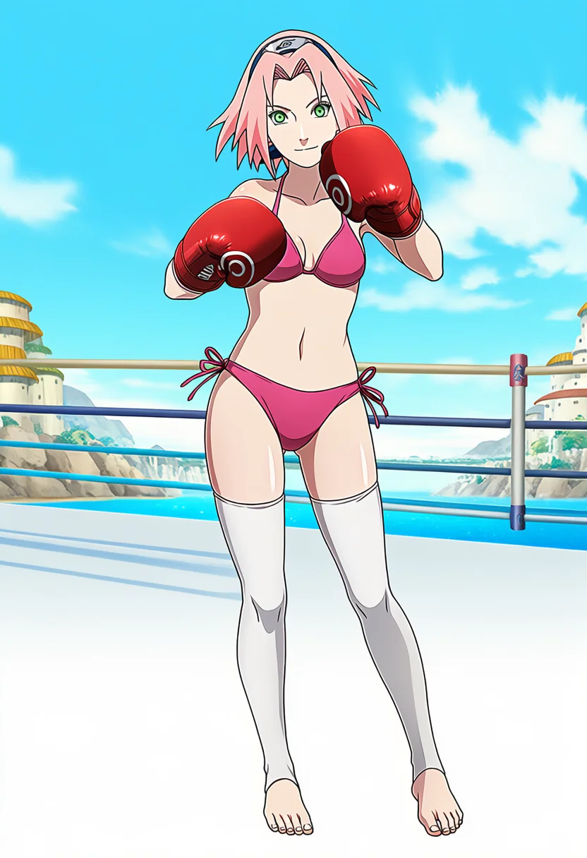 🌸春野樱拳击辣妹风！火影粉狂喜穿搭！