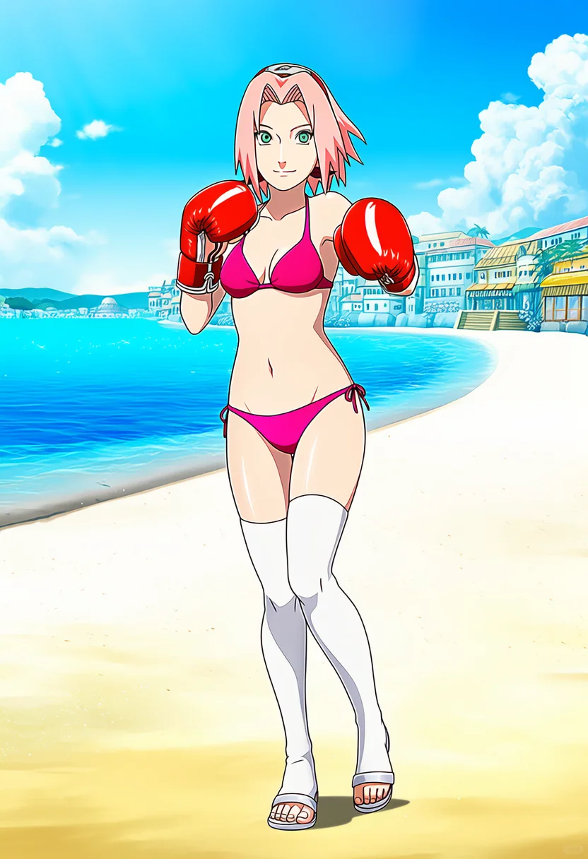 🌸春野樱拳击辣妹风！火影粉狂喜穿搭！
